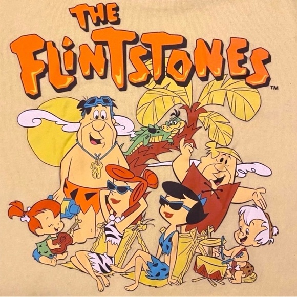 NWT FLINTSTONES Crop Top Yellow Graphic XXL Tank w/ Lace Detail - Picture 3 of 6